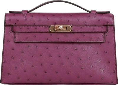 Hermes Kelly Pochette Anemone Ostrich Permabrass Hardware Hermes Kelly Pochette Anemone Ostrich Permabrass Hardware