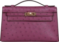 Hermes Kelly Pochette Anemone Ostrich Permabrass Hardware Hermes Kelly Pochette Anemone Ostrich Permabrass Hardware