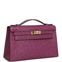 Hermes Kelly Pochette Anemone Ostrich Permabrass Hardware Hermes Kelly Pochette Anemone Ostrich Permabrass Hardware