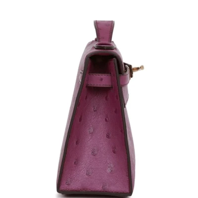 Hermes Kelly Pochette Anemone Ostrich Permabrass Hardware Hermes Kelly Pochette Anemone Ostrich Permabrass Hardware