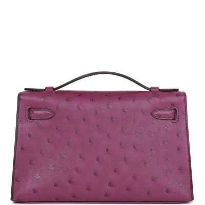 Hermes Kelly Pochette Anemone Ostrich Permabrass Hardware Hermes Kelly Pochette Anemone Ostrich Permabrass Hardware