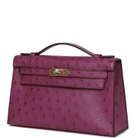 Hermes Kelly Pochette Anemone Ostrich Permabrass Hardware Hermes Kelly Pochette Anemone Ostrich Permabrass Hardware