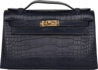 Hermes Kelly Pochette Bleu Indigo Matte Alligator Gold Hardware Hermes Kelly Pochette Bleu Indigo Matte Alligator Gold Hardware