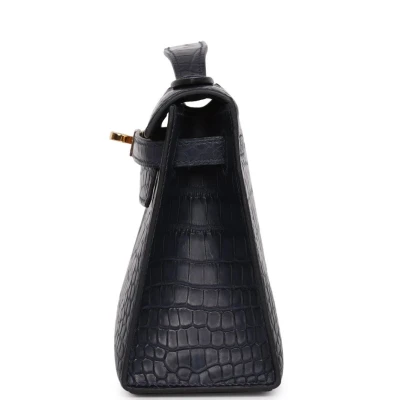 Hermes Kelly Pochette Bleu Indigo Matte Alligator Gold Hardware Hermes Kelly Pochette Bleu Indigo Matte Alligator Gold Hardware