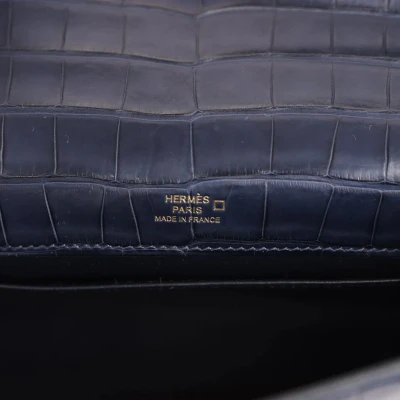 Hermes Kelly Pochette Bleu Indigo Matte Alligator Gold Hardware Hermes Kelly Pochette Bleu Indigo Matte Alligator Gold Hardware