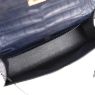 Hermes Kelly Pochette Bleu Indigo Matte Alligator Gold Hardware Hermes Kelly Pochette Bleu Indigo Matte Alligator Gold Hardware
