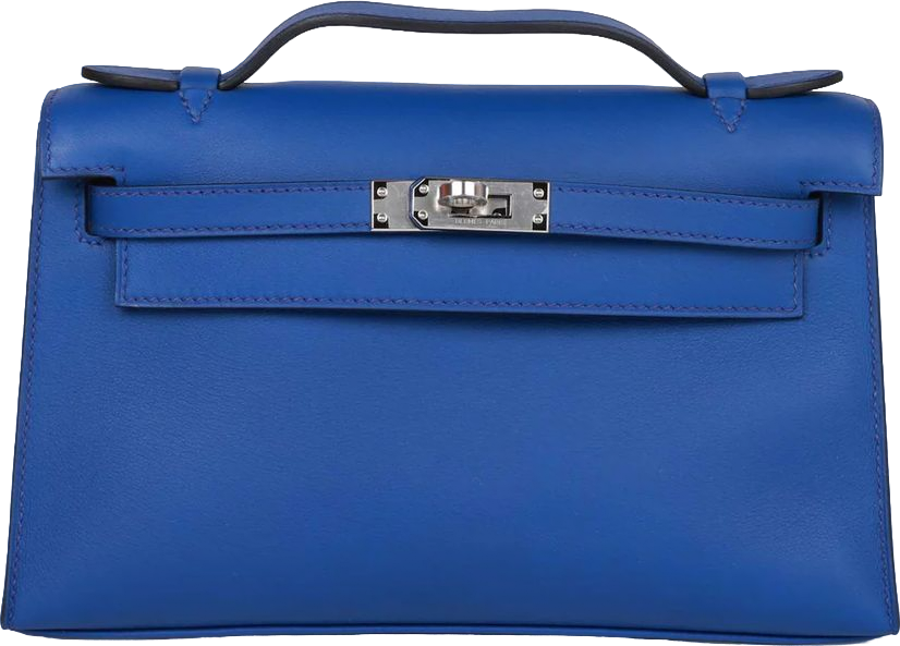 Hermes Kelly Pochette Bleu Royal Swift Palladium Hardware