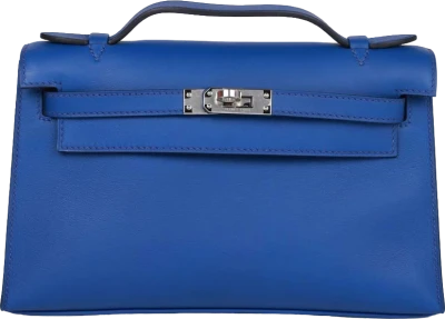 Hermes Kelly Pochette Bleu Royal Swift Palladium Hardware Hermes Kelly Pochette Bleu Royal Swift Palladium Hardware