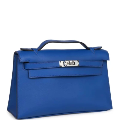 Hermes Kelly Pochette Bleu Royal Swift Palladium Hardware Hermes Kelly Pochette Bleu Royal Swift Palladium Hardware