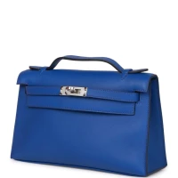 Hermes Kelly Pochette Bleu Royal Swift Palladium Hardware Hermes Kelly Pochette Bleu Royal Swift Palladium Hardware