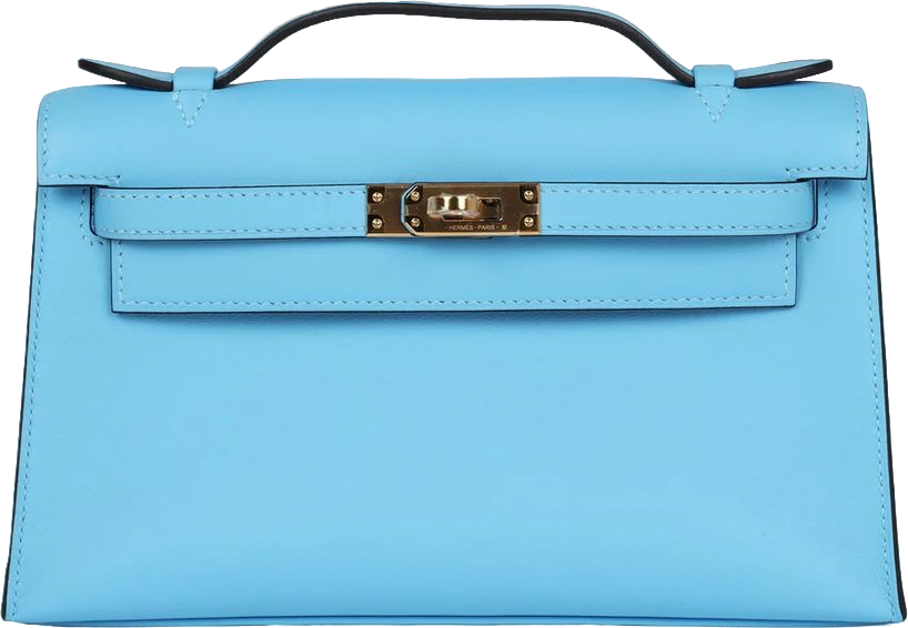 Hermes Kelly Pochette Celeste Swift Gold Hardware