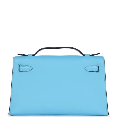 Hermes Kelly Pochette Celeste Swift Gold Hardware Hermes Kelly Pochette Celeste Swift Gold Hardware