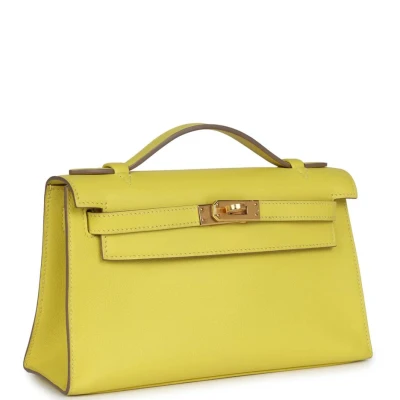 Hermes Kelly Pochette Lime Swift Gold Hardware Hermes Kelly Pochette Lime Swift Gold Hardware