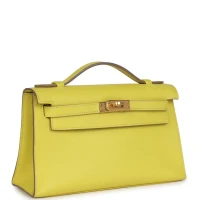 Hermes Kelly Pochette Lime Swift Gold Hardware Hermes Kelly Pochette Lime Swift Gold Hardware