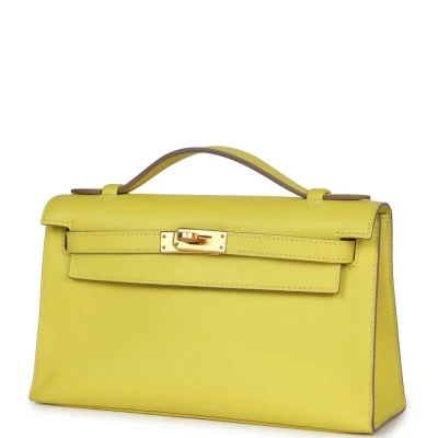 Hermes Kelly Pochette Lime Swift Gold Hardware Hermes Kelly Pochette Lime Swift Gold Hardware