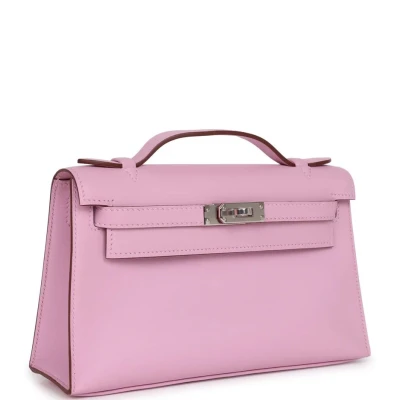 Hermes Kelly Pochette Mauve Sylvestre Swift Palladium Hardware Hermes Kelly Pochette Mauve Sylvestre Swift Palladium Hardware