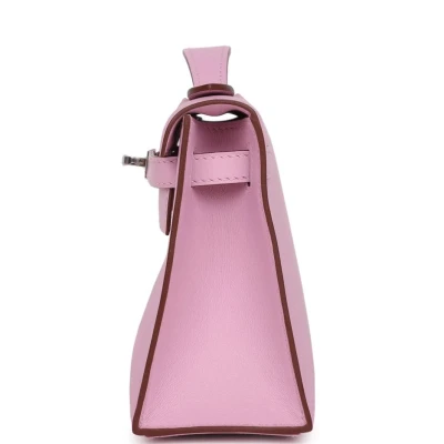 Hermes Kelly Pochette Mauve Sylvestre Swift Palladium Hardware Hermes Kelly Pochette Mauve Sylvestre Swift Palladium Hardware