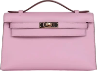 Hermes Kelly Pochette Mauve Sylvestre Swift Rose Gold Hardware Hermes Kelly Pochette Mauve Sylvestre Swift Rose Gold Hardware