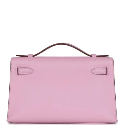 Hermes Kelly Pochette Mauve Sylvestre Swift Rose Gold Hardware Hermes Kelly Pochette Mauve Sylvestre Swift Rose Gold Hardware