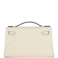 Hermes Kelly Pochette Nata Ostrich Palladium Hardware