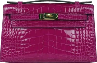 Hermes Kelly Pochette Rose Scheherazade Shiny Alligator Gold Hardware Hermes Kelly Pochette Rose Scheherazade Shiny Alligator Gold Hardware