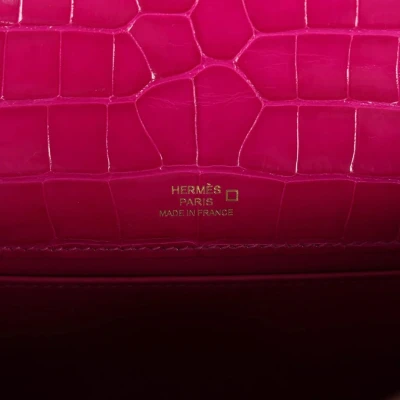 Hermes Kelly Pochette Rose Scheherazade Shiny Alligator Gold Hardware Hermes Kelly Pochette Rose Scheherazade Shiny Alligator Gold Hardware