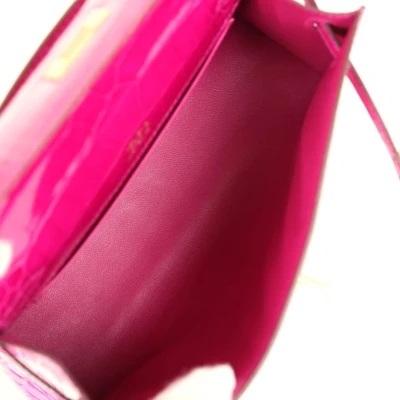 Hermes Kelly Pochette Rose Scheherazade Shiny Alligator Gold Hardware Hermes Kelly Pochette Rose Scheherazade Shiny Alligator Gold Hardware