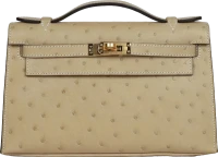 Hermes Kelly Pochette Trench Ostrich Gold Hardware Hermes Kelly Pochette Trench Ostrich Gold Hardware