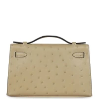 Hermes Kelly Pochette Trench Ostrich Gold Hardware Hermes Kelly Pochette Trench Ostrich Gold Hardware