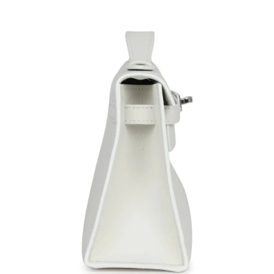 Hermes Kelly Pochette White Swift Palladium Hardware