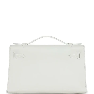 Hermes Kelly Pochette White Swift Palladium Hardware