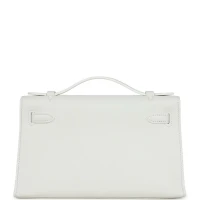 Hermes Kelly Pochette White Swift Palladium Hardware