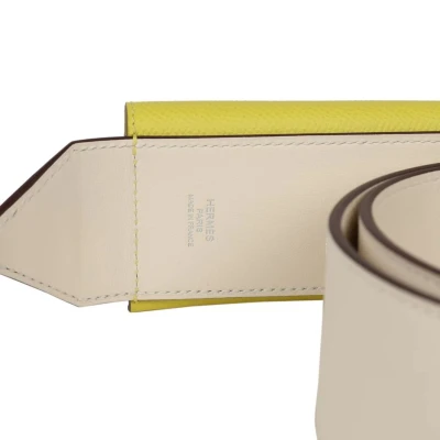 Hermes Kelly Pocket Bag Strap 105 Nata Epsom and Lime Swift Palladium Hardware Hermes Kelly Pocket Bag Strap 105 Nata Epsom and Lime Swift Palladium Hardware