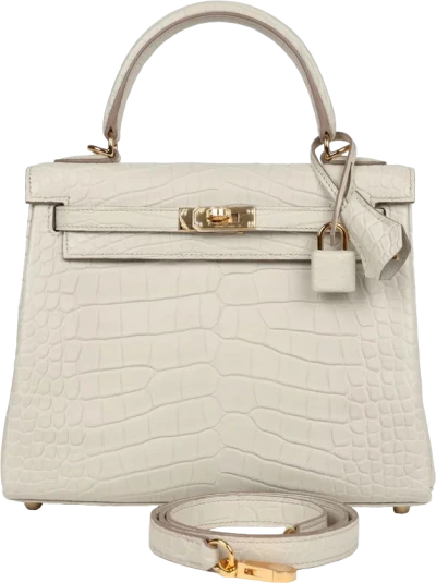 Hermes Kelly Retourne 25 Beton Matte Alligator Gold Hardware Hermes Kelly Retourne 25 Beton Matte Alligator Gold Hardware