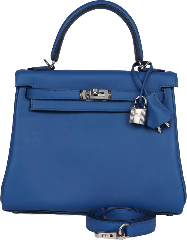 Hermes Kelly Retourne 25 Bleu France Swift Palladium Hardware