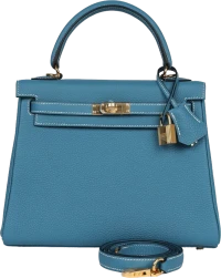 Hermes Kelly Retourne 25 Blue Jean Togo Gold Hardware Hermes Kelly Retourne 25 Blue Jean Togo Gold Hardware