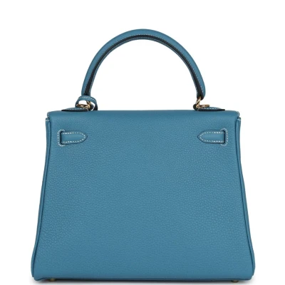 Hermes Kelly Retourne 25 Blue Jean Togo Gold Hardware Hermes Kelly Retourne 25 Blue Jean Togo Gold Hardware