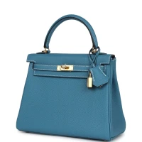 Hermes Kelly Retourne 25 Blue Jean Togo Gold Hardware Hermes Kelly Retourne 25 Blue Jean Togo Gold Hardware