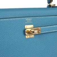 Hermes Kelly Retourne 25 Blue Jean Togo Gold Hardware Hermes Kelly Retourne 25 Blue Jean Togo Gold Hardware