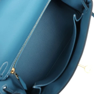 Hermes Kelly Retourne 25 Blue Jean Togo Gold Hardware Hermes Kelly Retourne 25 Blue Jean Togo Gold Hardware
