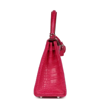Hermes Kelly Retourne 25 Framboise Matte Alligator Palladium Hardware Hermes Kelly Retourne 25 Framboise Matte Alligator Palladium Hardware