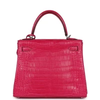 Hermes Kelly Retourne 25 Framboise Matte Alligator Palladium Hardware Hermes Kelly Retourne 25 Framboise Matte Alligator Palladium Hardware