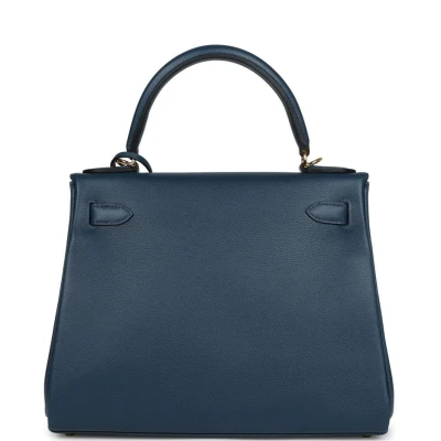 Hermes Kelly Retourne 28 Deep Bleu Evercolor Gold Hardware Hermes Kelly Retourne 28 Deep Bleu Evercolor Gold Hardware