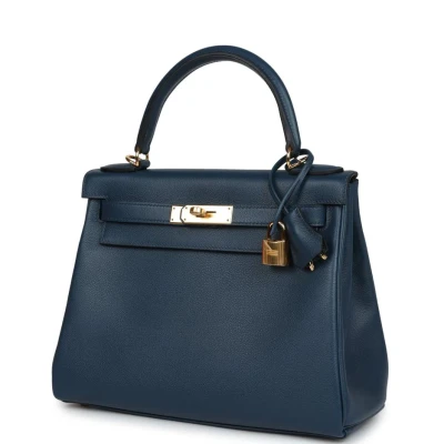 Hermes Kelly Retourne 28 Deep Bleu Evercolor Gold Hardware Hermes Kelly Retourne 28 Deep Bleu Evercolor Gold Hardware