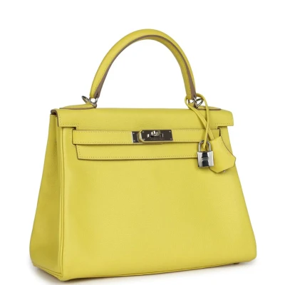 Hermes Kelly Retourne 28 Lime Evercolor Palladium Hardware Hermes Kelly Retourne 28 Lime Evercolor Palladium Hardware
