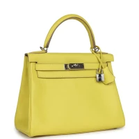 Hermes Kelly Retourne 28 Lime Evercolor Palladium Hardware Hermes Kelly Retourne 28 Lime Evercolor Palladium Hardware