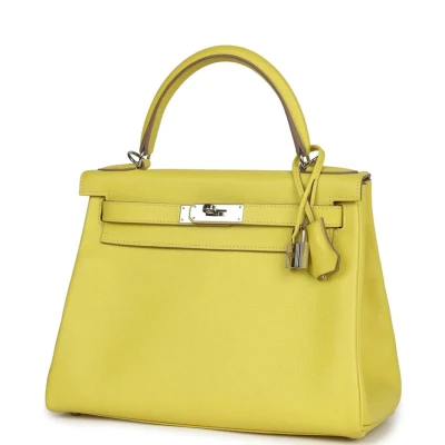 Hermes Kelly Retourne 28 Lime Evercolor Palladium Hardware Hermes Kelly Retourne 28 Lime Evercolor Palladium Hardware