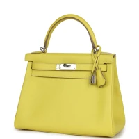 Hermes Kelly Retourne 28 Lime Evercolor Palladium Hardware Hermes Kelly Retourne 28 Lime Evercolor Palladium Hardware