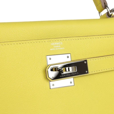 Hermes Kelly Retourne 28 Lime Evercolor Palladium Hardware Hermes Kelly Retourne 28 Lime Evercolor Palladium Hardware