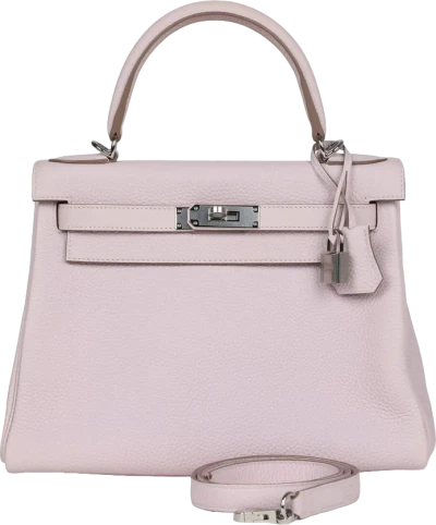 Hermes Kelly Retourne 28 Mauve Pale Clemence Palladium Hardware Hermes Kelly Retourne 28 Mauve Pale Clemence Palladium Hardware